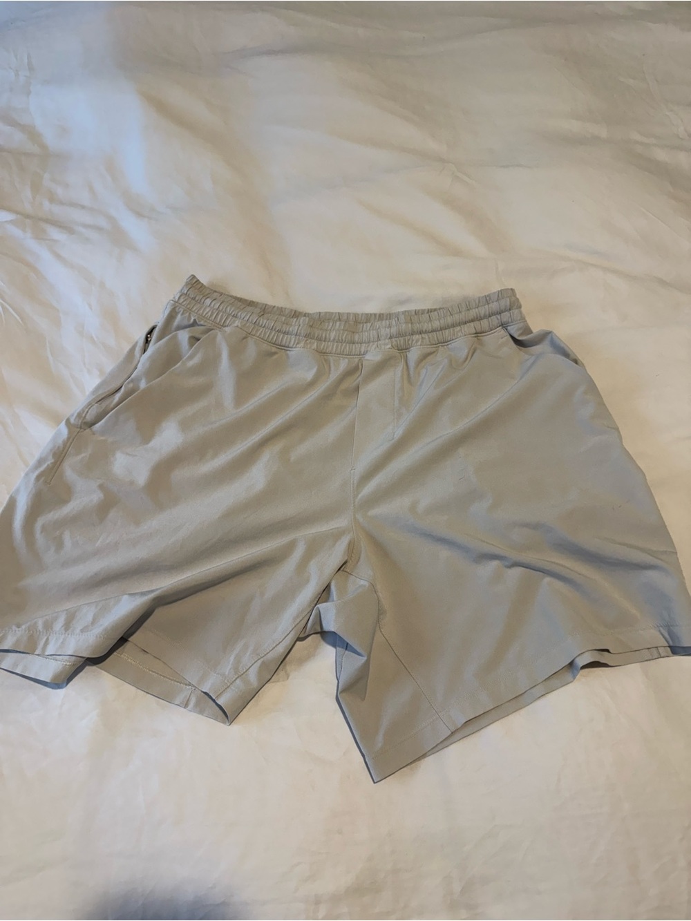 Light Cream Mens Athletic Shorts